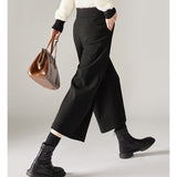 Specialty Quality Warm Eight-Point Broad Leg Pants 2026 Winter New Fashion Plus Thick Hairy Slacks Women's Pants