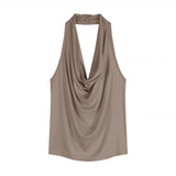 Ins Pure Hot Girl To Repair Sexy Collar Hanging Neck Sleeveless T-Shirt Girl Xia Yu Sister Carefully Machine Bottom Topess Female Tide