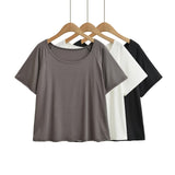 Summer New Lazy Style Sexy Boyfriend Wind Loose Low Round Neck Short-Sleeved T-Shirt