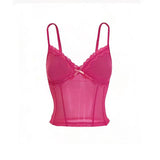 Sexy Hottie Lace Pink Sling Vest Woman Spring New Slimming Short Korean Version Of The Top Tide