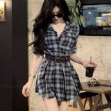 [Original Fabric] Early Autumn Retro Long-Sleeved Shirt Dress Women's Autumn And Winter New Waist A Short Skirt A Short
