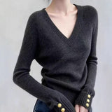 Kaning Port Wind Soft-Crysted Knitted Jersey 2026 Autumn And Winter New Solid Color V-Neck Thin Inside The Bottom Sweater