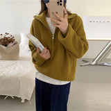 Autumn And Winter Pit Half Zipper Sweater Female Design Collar Soft Languid Lazy Outside Wearing Knitted Shirt Top
