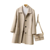 Autumn And Winter Korean Version Has Pocket Button Hair, Coat Female Large Size Loose Age Reduction Long Coat