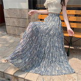 Summer New Chiffon Folded Flowers Half-Dress Women's High Sense Of Elegance Elegant Style Fall A-Dress Skirt