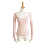 Pure Desire Gentle Wind U Collar Long-Sleeved T-Shirt Girl Autumn Thin Hot Girl Collared Collarbone Slimming Bottom Top