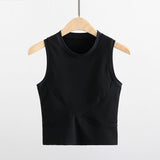 Sports Fitness Running Yoga Clothes Handwear Women's Summer New Fast-Fits Short With Breast Pad Tops