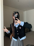 College Wind Fake Two Shirt Women 2026 Spring And Autumn Korean New Polo Collar Hit The Niche Thin Top