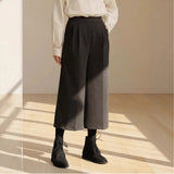 Autumn And Winter New Loose Waist This Skirts Loose Broad Leg Pants Wool Nine Trousers Hairs Thickening Thin