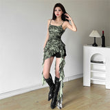 Fashion Design Dyed Lotus Leaf Side Sling Vest Female Summer Hottie Wind Irregular Slimming Top Tide