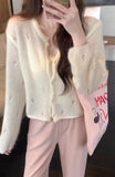 KANING Autumn Summer Green Knitted Cardigan Romantic Hollow Hook Flower Gentle Goddess Soft-Cooked Outside The Girl