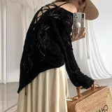 White Knitted Jersey Women's Autumn Slings 2026 New Lazy Design Small Open-Out Backwear