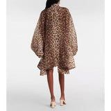 Tide Luxury Cold Is A Special Wide Wife's Noble Leopard Long-Sleeved Shirt Temperament Design Dress