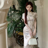 New Chinese Style Breeze Cold Cheongsam Daily Chinese Style Gentle Elegant Temperament Print Long Dress