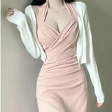 Large-Size Fat MM French Pure Desire Hanging Neck Dress Women Summer New Temperament Masked Lean Hottie Sling Skirt
