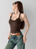 Sexy Pure Lust U-Neck Lace Vest Female Summer Personality Short-Scaring Sling Inside The Top Of The Coat