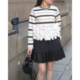 Multiplication Spring 2026 New Striped Long-Sleeved Splicing Heavyweight Women's Long-Sleeved Shirt Reduction Women's Top