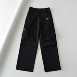 2025 Spring And Summer Hottie Loose High Waist Display Thin Leg Trousers Design Multi-Pocket Trousers Women