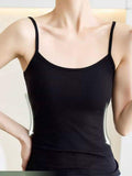Ice Thread Short Knitted Fine Strap Sling Sling Vest Woman With Chest Pad In The Body Of A Suit And Bottom Shirt Wear