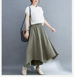 Summer Large-Size Women's Fat Mm Wrinkled Solid Color Pocket Nine-Pointed Trousers Loose Skirts Casual Wind Irregular Broad Leggings
