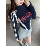 Sexy Babes Letter-Print Long-Sleeved T-Shirt Girl Autumn And Winter New Slimming Inside Niche Top