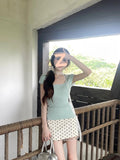 Korean Sweet And Gentle Wind Two Sets Of Green Body-Sleeved Tops Design Feel-Buffed Half-Body Skirt