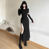2025 Retro Wasteland Design Hooded Dress Teds Lavender Folds Slim High Open Hottie Dress