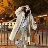 2026 Autumn And Winter New Loose Long-Term Lamb Wool Coat Women Thick Hooded Hooded