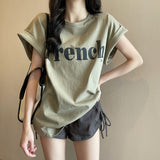 Ins Pure Desire 2026 New Summer Net Red Shoulder Short-Sleeved T-Shirt Loose Women's Tops Appear Thin Bottom Women's T-Shirt