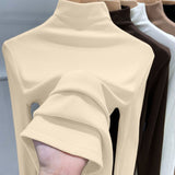 Threaded De-Velvet Half-High Collar Bottomed Bottomed Women's New Spring And Autumn Winter Fashion Long-Sleeved T-Shirt Repair Velvet Inside The Top