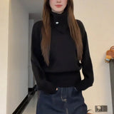 KANING Korean Irregular Collar Thicken Knitted Shirt 2026 Autumn And Winter New Design Sense Lazy Jacket Sweater