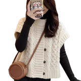 LEKA Senior Sense Shoulder Cardigan Knitted Vest Women's Autumn And Winter New Design Feel Chic Sleeveless Top