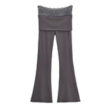 Spice Lace Splicing Horn Trousers Bag Casual Repair Leg Long Fashion Trousers