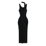 Pure Want To Miss Waist Retro Slim Long Sling Dress Women To Receive Waist Thin Vacation Vest Long Dress Summer