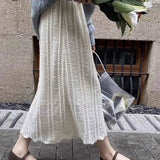 Mid-Terminary 2025 Autumn And Winter New Tight Waist Plus Velvet Lace Mid-Long Dress Female Thin And Niche Fairy A Skirt