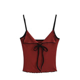Spice Girls Summer Bows And Rope Sling V Tie Sexy Short Wooden Ear Lace Base Vest