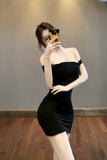 Hottie Sexy Open Breasts With Dressing Dress Women's Summer Korean Version Design Small Tight Ass Short Skirt