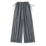 Hottie Summer Personality Strap Fast Dry Pants Loose Broad Leg Trousers Straight Through The Mop Tight Waist Pants