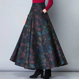Autumn And Winter Lattice Half Dress Girl Retro New Large Size A Skirt Big Swing Skirt High Waist Thin Skirt Tide