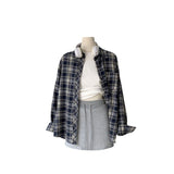 Real Shooting Retro Loose Sun Plaid Shirt Jacket Style Women's Spring And Autumn Design Sense Of Niche Temperament