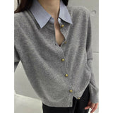 Station 2026 Autumn And Winter French Temperament Female High-Quality Collar Collar Collar Two Knitted Open Shirt Woman