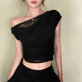 Design Lace Bare Shoulder Vest Women Summer Korean Version Of Pure Lusty Sexy Tight Slim Short Top
