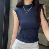 High Street Retro Sweet Spicy Shoulderless Sleeveless Women 2026 Summer New Body-Cuff Design Top