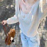 3.8/New On Spring XUAN XIAO JIE V. Collared Sea Hollow Knitwear Slings Two Sets