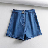 Honey Ass Denim Shorts Women Summer Solid Color Repair Tight Shorts High-Waist Elastic Casual A Word Hot Pants