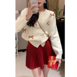 KANING Round-Neck Sweet Bow Knitted Cardigan 2026 Autumn And Winter New Design Sense Niche Sweater Coat Woman