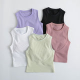 Sports Fitness Running Yoga Clothes Handwear Women's Summer New Fast-Fits Short With Breast Pad Tops