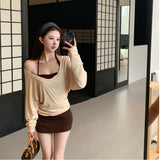 French Autumn Leisure Sling Lanky Set With Pure Desire Shirt Women's Hoodie T-Shirt Two Sets