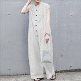 Lace Trumpet-Shaped Japanese-Style Short-Sleeved Flat OL Commuter Button Lady Fashion Loose Jumpsuit Woman