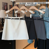 Real Shooting 2026 Spring And Summer Half Skirt Women's A Skirt Pure Color Fashion High-Waist Thin Temperament Short Skirt To Give Belt
